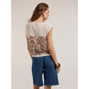 Motivi - Blusa in sangallo stampato - Bianco