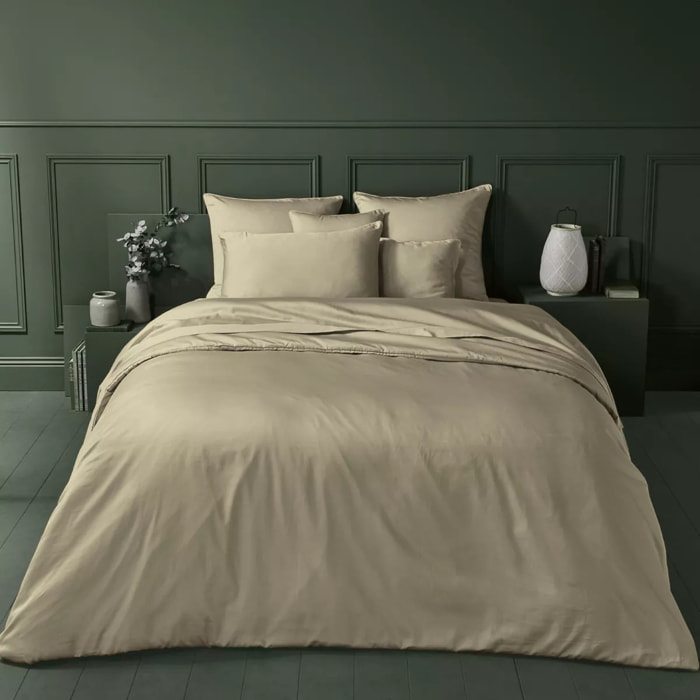 Housse de couette satin de coton 115 g/m² uni brun Ava uni camel