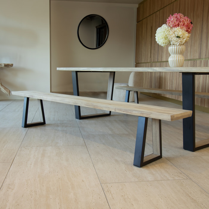 Lot de 2 bancs en bois d'acacia 230cm HERA