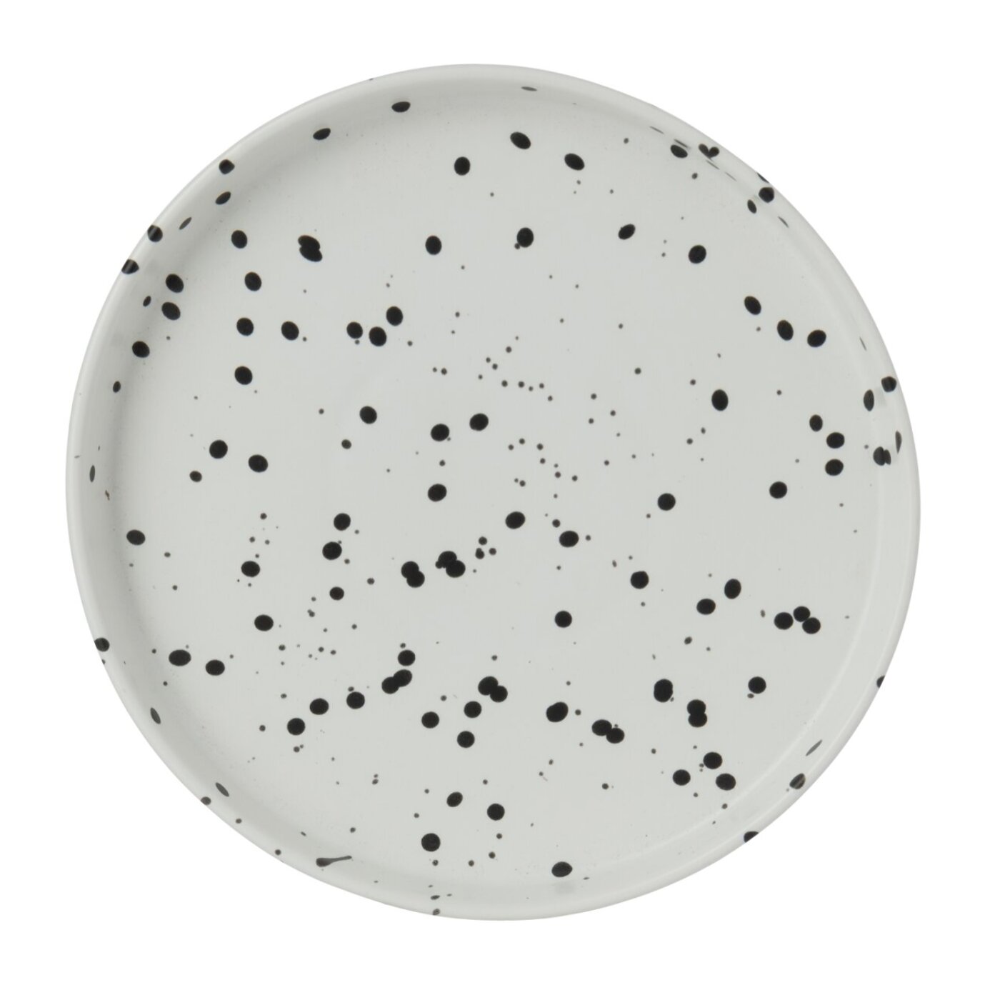 J-Line assiette pois - grès - blanc/noir - small - set de 6