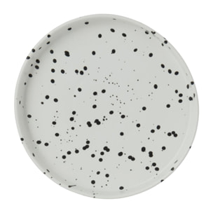 J-Line assiette pois - grès - blanc/noir - small - set de 6