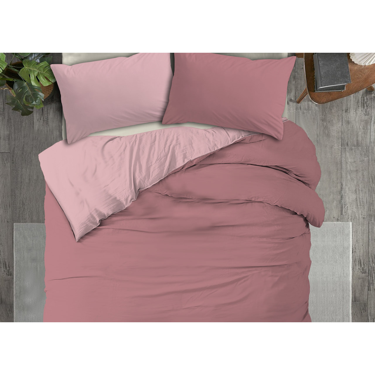 Copripiumino No Stiro Tinta Unita Bicolor Francesca Zephir Orchidea