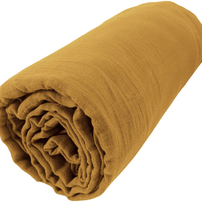 Drap Housse - Bonnet:30cm - 100% gaze De Coton Safran