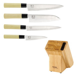 Bloc équipé 4 couteaux japonais CHROMA Yakitori