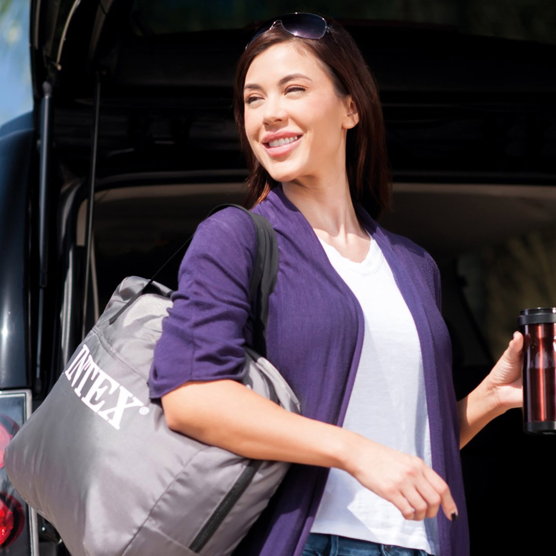 Intex Materasso Gonfiabile Dura-Beam PremAire Matrimoniale Autogonfiante, 152x203x46 cm