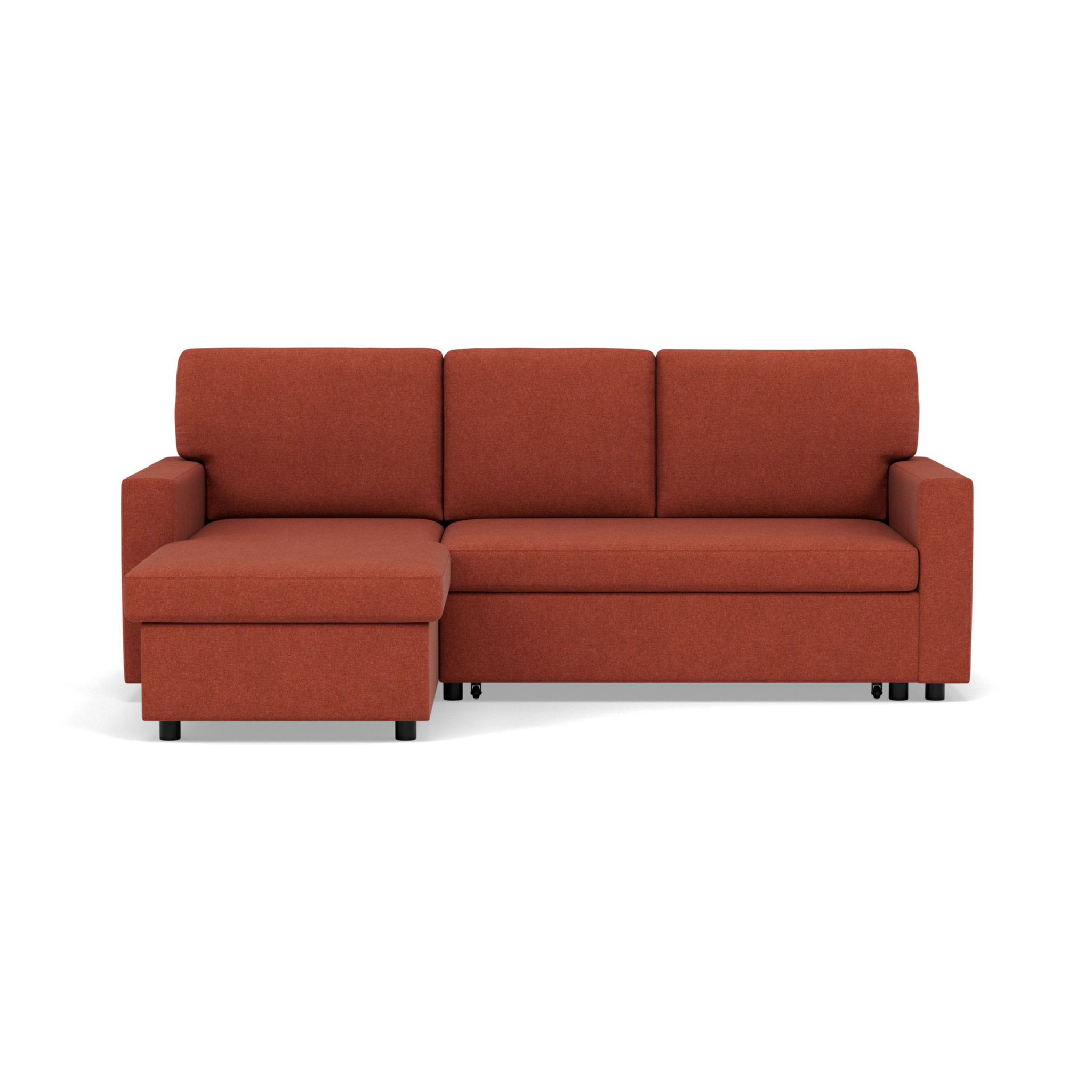 Meiya - canapé d'angle réversible 4 places convertible avec coffre en tissu - Terracotta