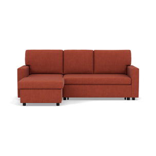 Meiya - canapé d'angle réversible 4 places convertible avec coffre en tissu - Terracotta