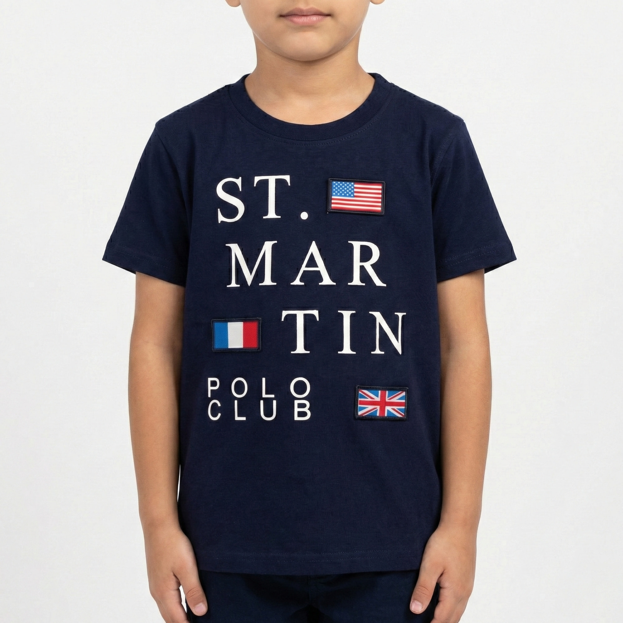 T-shirt maniche corte con stampa logo e bandierine