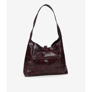 Bolso de hombro burdeos efecto cocodrilo