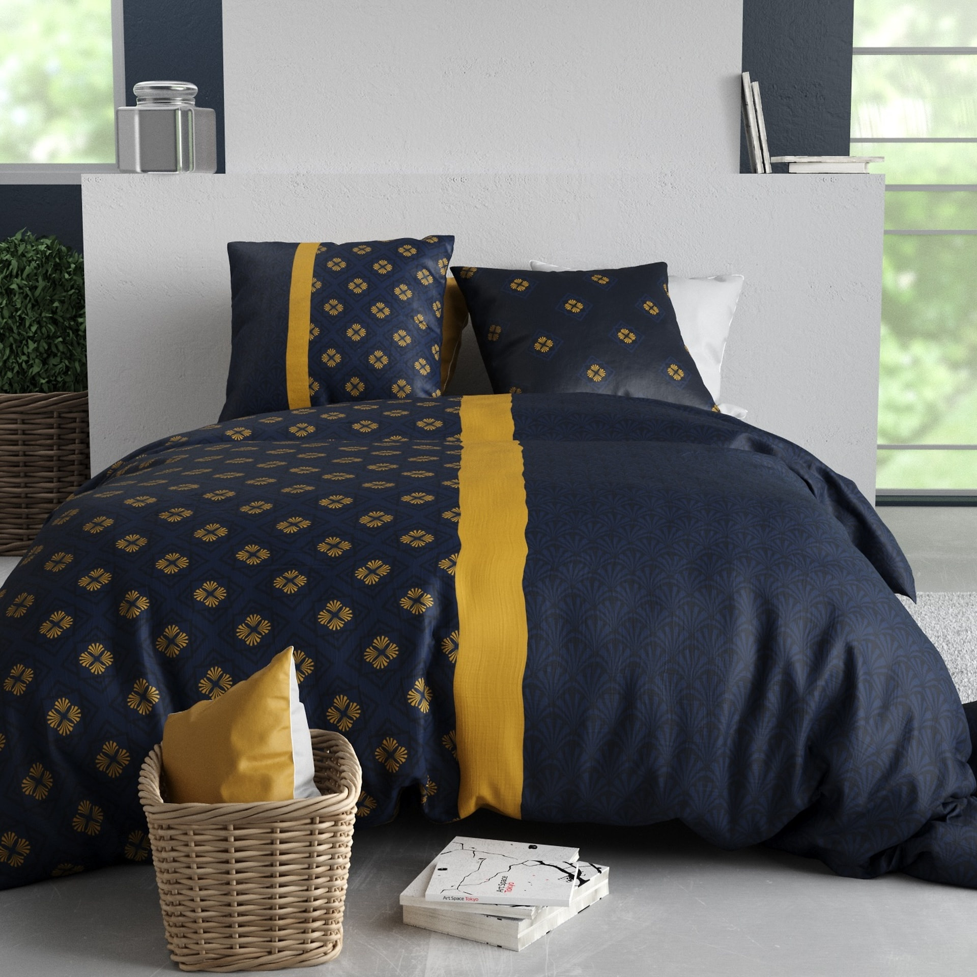 Parure housse de couette coton noir