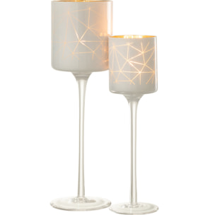 J-Line photophore Sur Pied Milano - verre - blanc/or - large