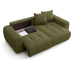 Canapé d'angle convertible réversible 4 places avec coffre de rangement en tissu chenille - RIVOLI