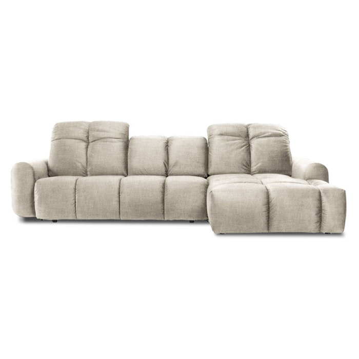 Canapé d'Angle Droit Tissu Anacapri, 3 Places, Repose-têtes Ajustables, Style Contemporain
