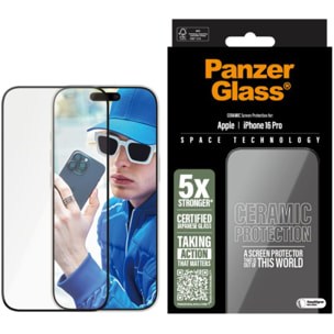 Protège écran PANZERGLASS iPhone 16 Pro Ceramic verre trempé