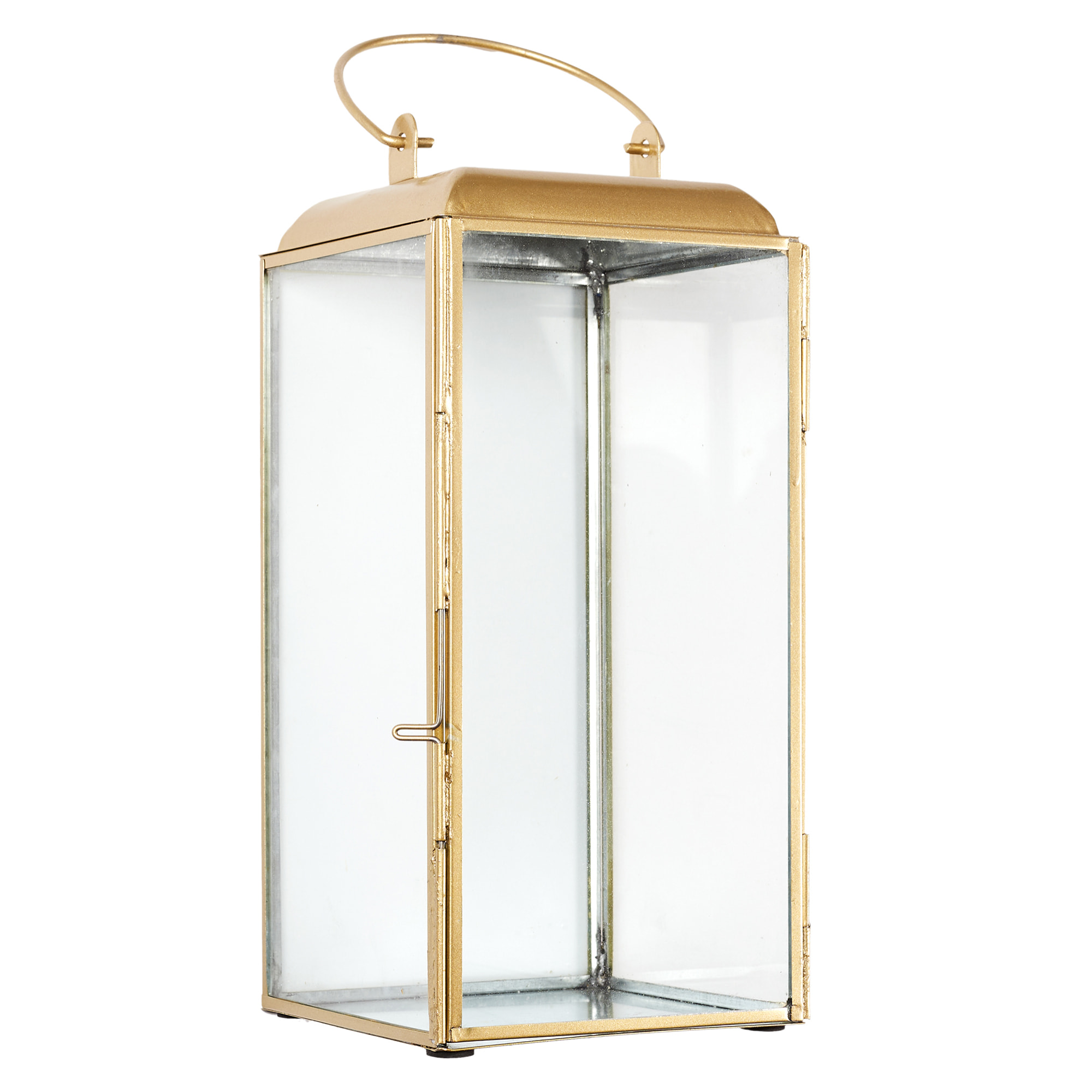Lanterne Metal Dore Et Verre H30cm