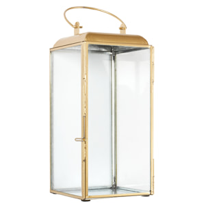 Lanterne Metal Dore Et Verre H30cm