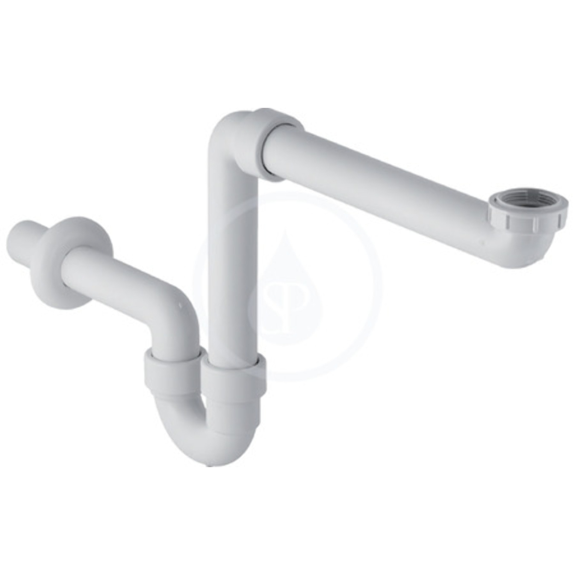 Siphon en tube coudé pour lavabo, modèle gain de place, sortie horizontale, Blanc alpin (151.107.11.1)