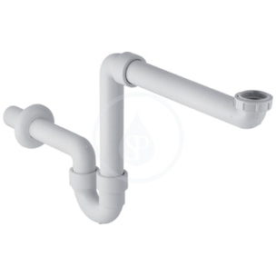 Siphon en tube coudé pour lavabo, modèle gain de place, sortie horizontale, Blanc alpin (151.107.11.1)