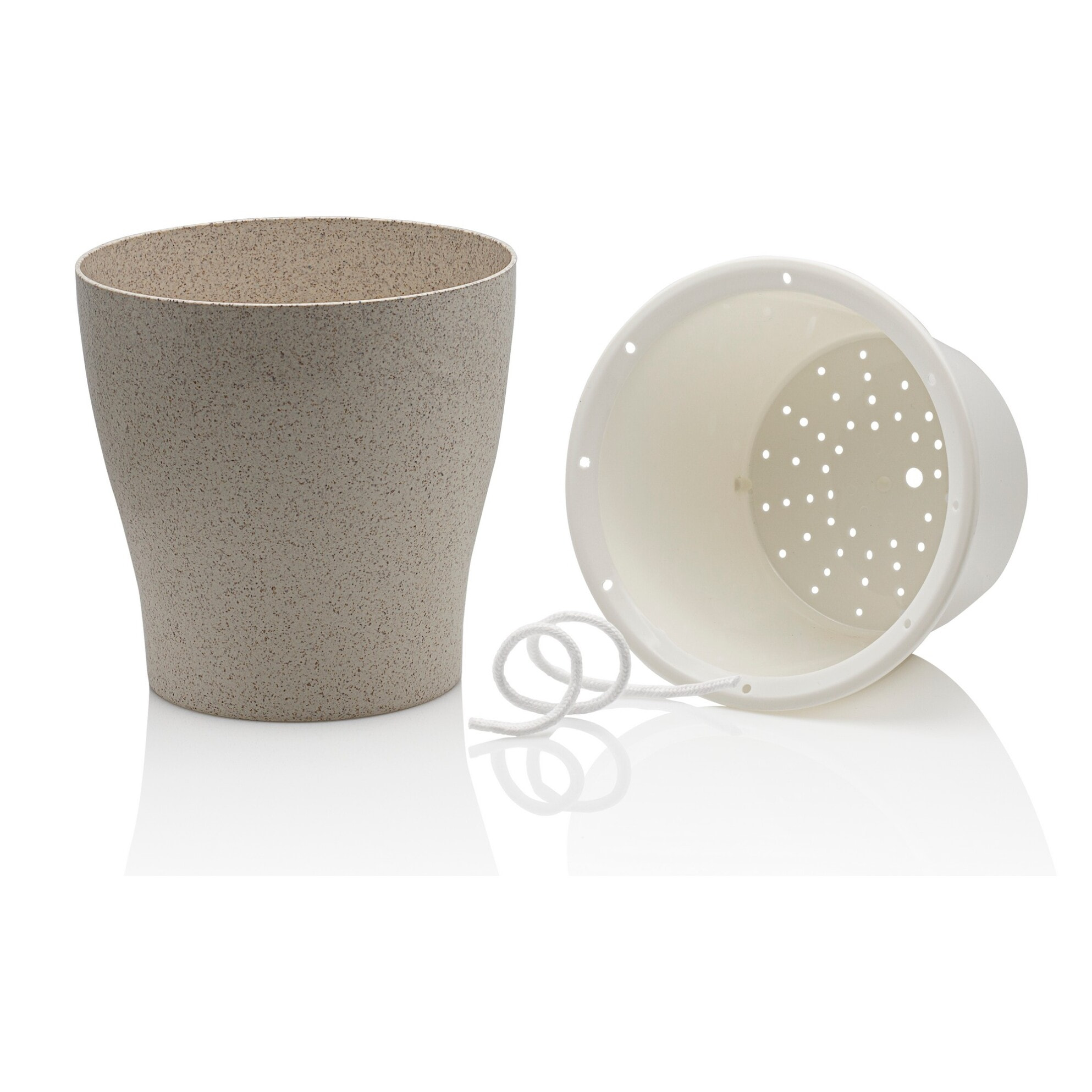 Pot à réserve d’eau Tomasucci LOPPY MEDIUM, en polypropylène, beige, 17,3 × 17,3 × 17 cm