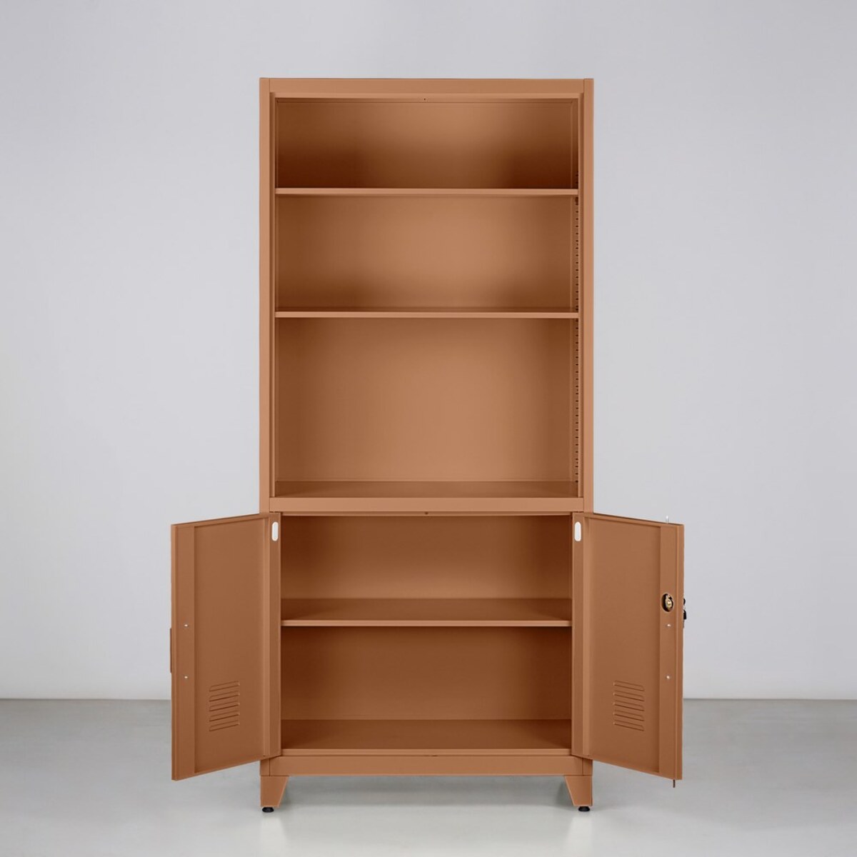 Armadio metallo semiaperto con ante e 5 scaffali mattone 84x45x190 cm - Yumi