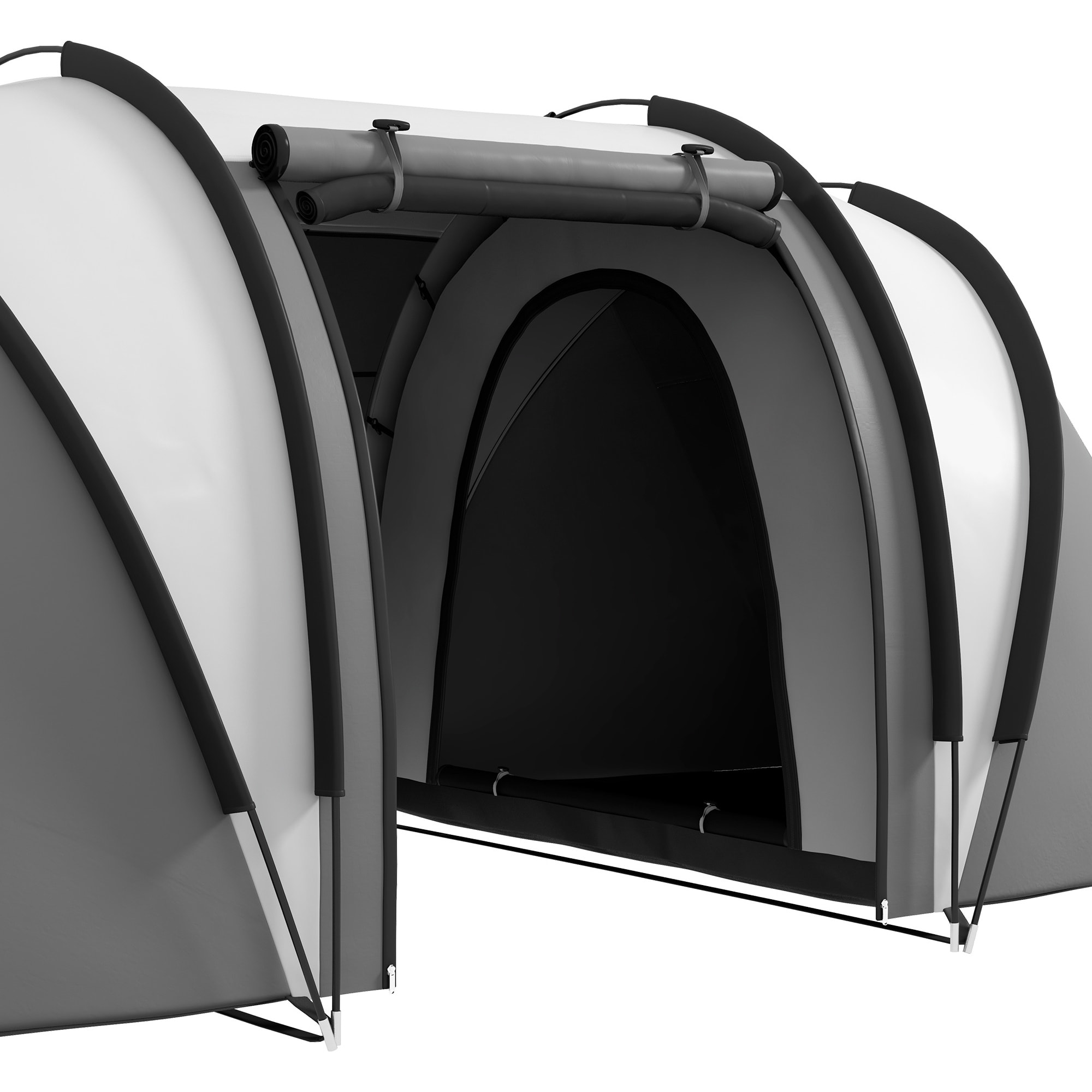 Tienda de Campaña Familiar para 4-5 Personas Tienda de Acampada de Túnel Impermeable 3000 mm con 2 Dormitorios Bolsa de Transporte y Gancho para Pescar Senderismo Gris