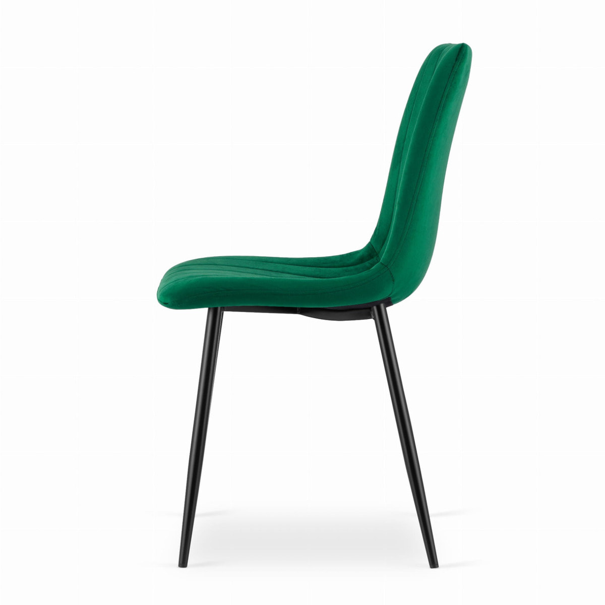Sedia Lava in velluto verde scuro con gambe in metallo nero