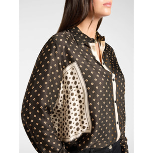 Elena Mirò - Camicia stampata in twill di viscosa - Nero