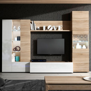 Mueble Salón 260x185x42cm Roble Canadian/blanco Brillo