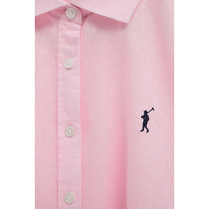 Camicia cotolino rosa dal fit ampio e ricamo Rigby Go