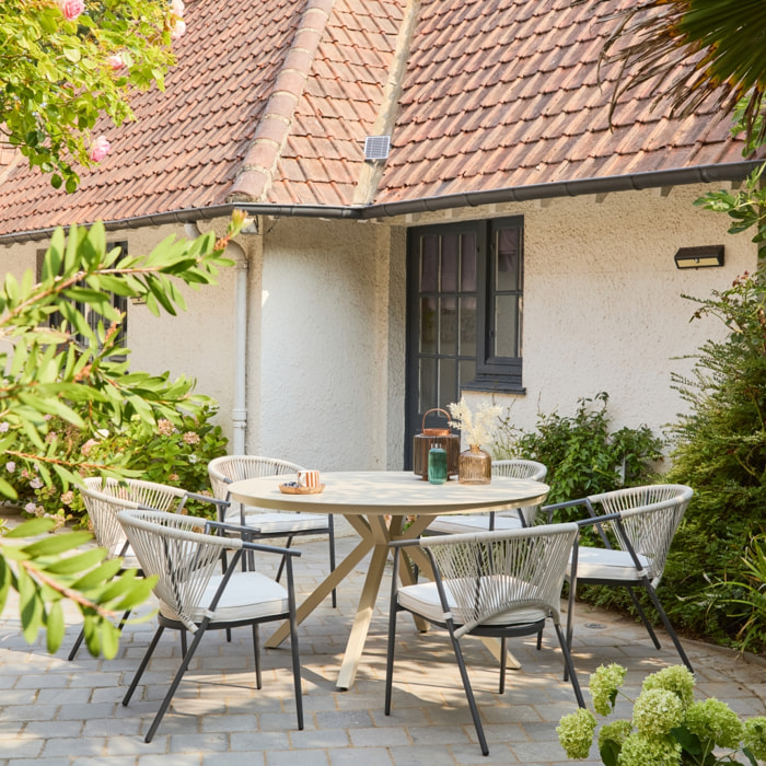 Fauteuil de jardin empilable acier et cordes (lot de 4) LIORA