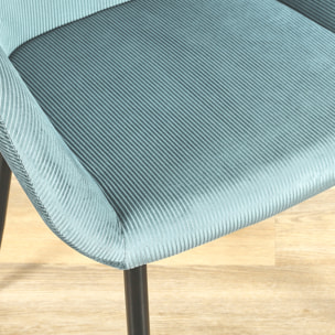 Fauteuil Giulia Bleu Canard Velours Cotele - Lot De 2