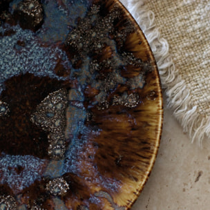 Lot de 6 assiettes plates en porcelaine marron 27cm VOLCANO