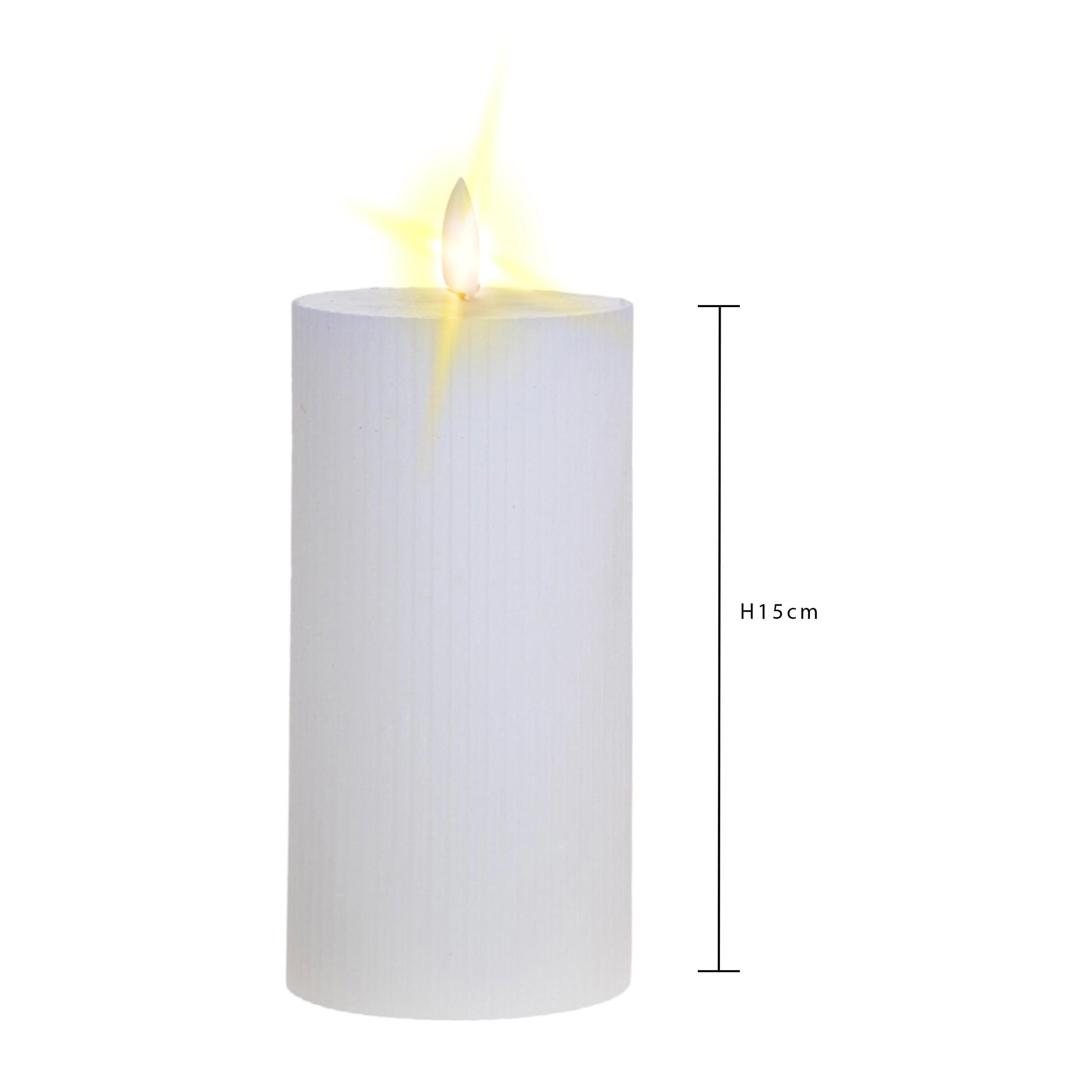 Candela Cera con Led Fiamma - Pezzi 2 - Colore Bianco - 7,5x15Hx7,5cm - Bianchi Dino