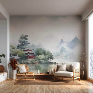 Papier peint panoramique fleuve asiatique Intissé