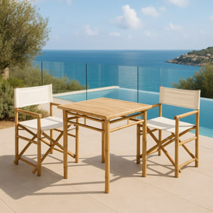 Tavolino da giardino in legno di bamboo 70x70cm