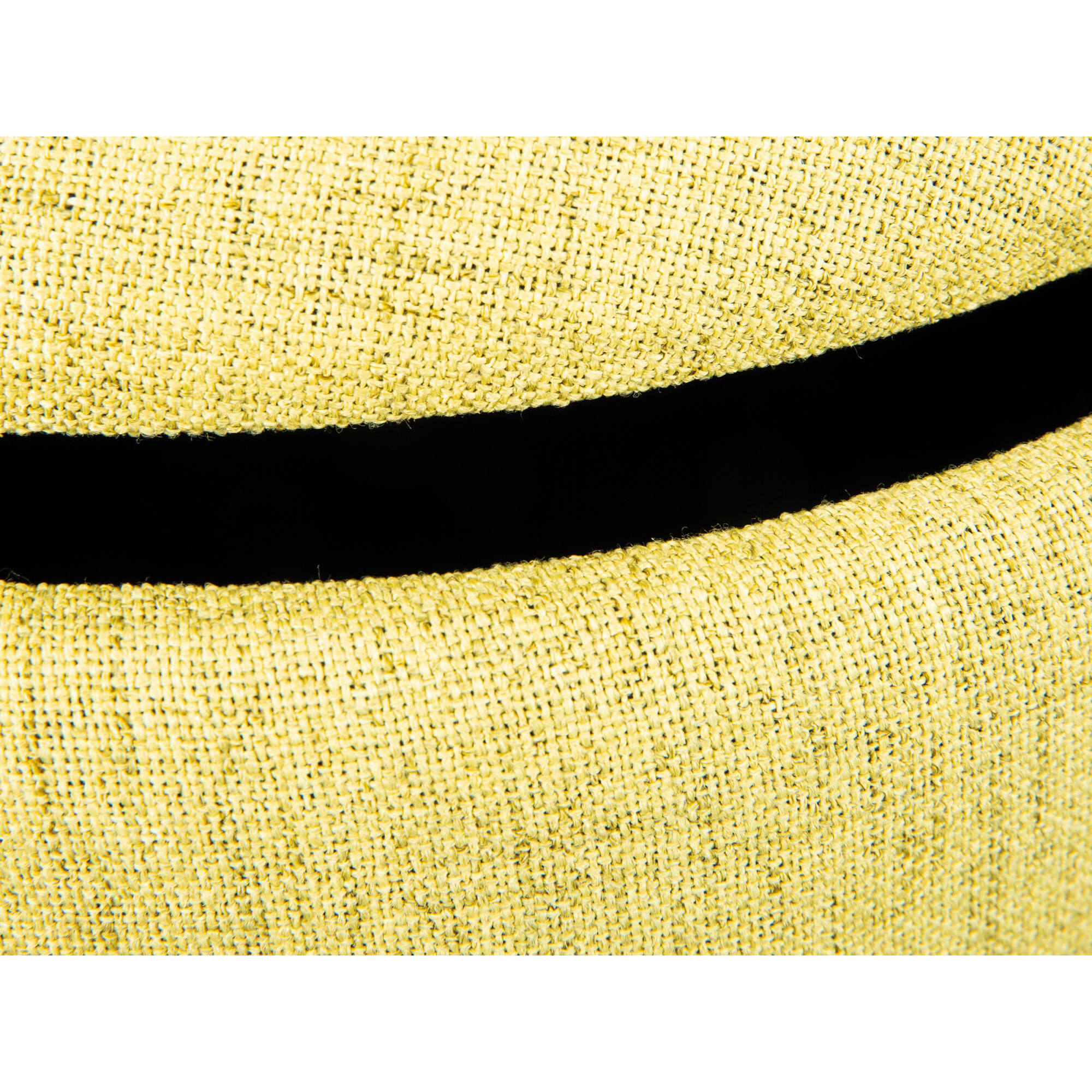 Pouf in tessuto con maniglia in ecopelle, 42 x 36 x 30, Giallo