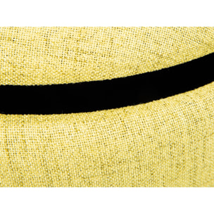 Pouf in tessuto con maniglia in ecopelle, 42 x 36 x 30, Giallo