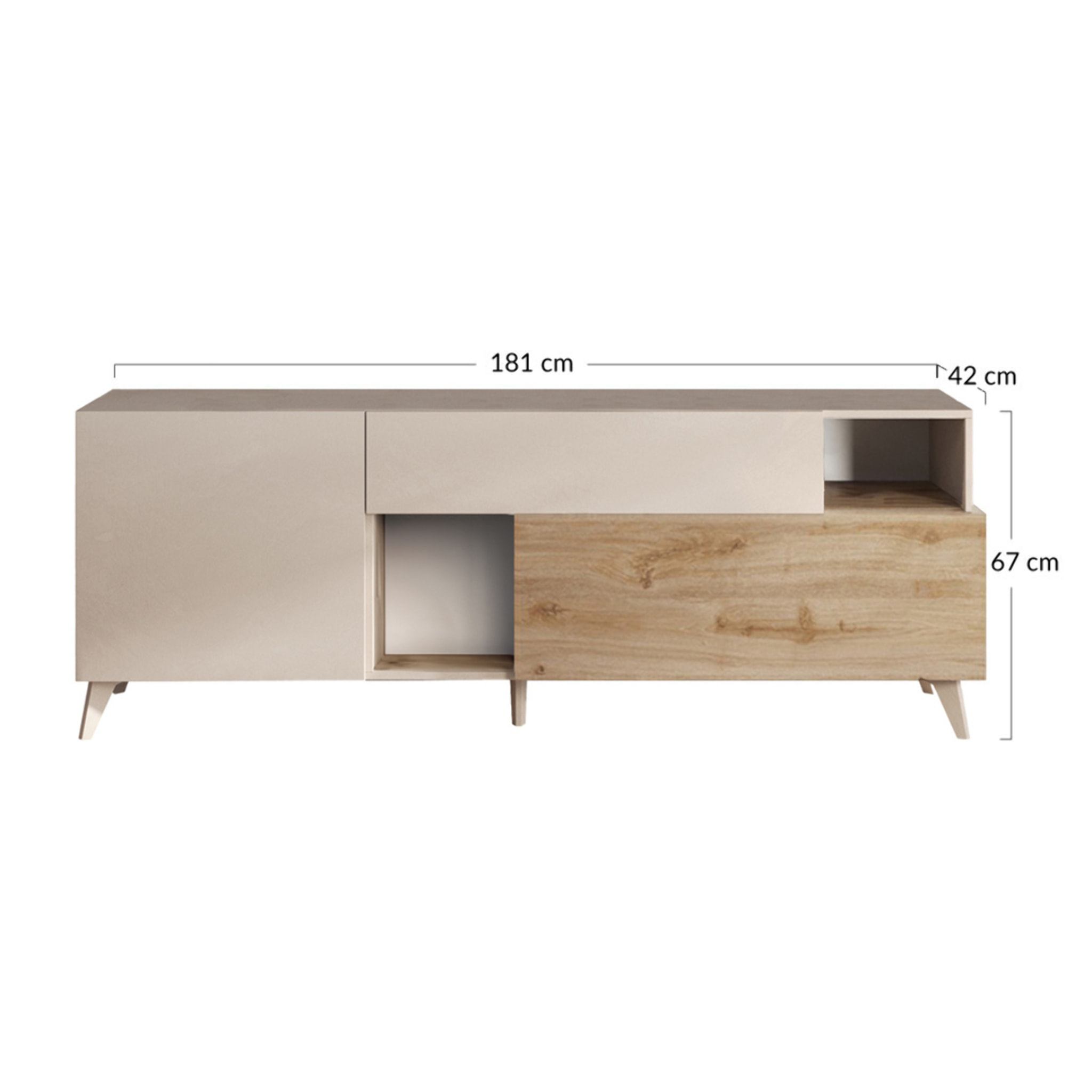 Estelle - meuble tv - 2 portes et 1 tiroir - 181 cm - Marron / Blanc