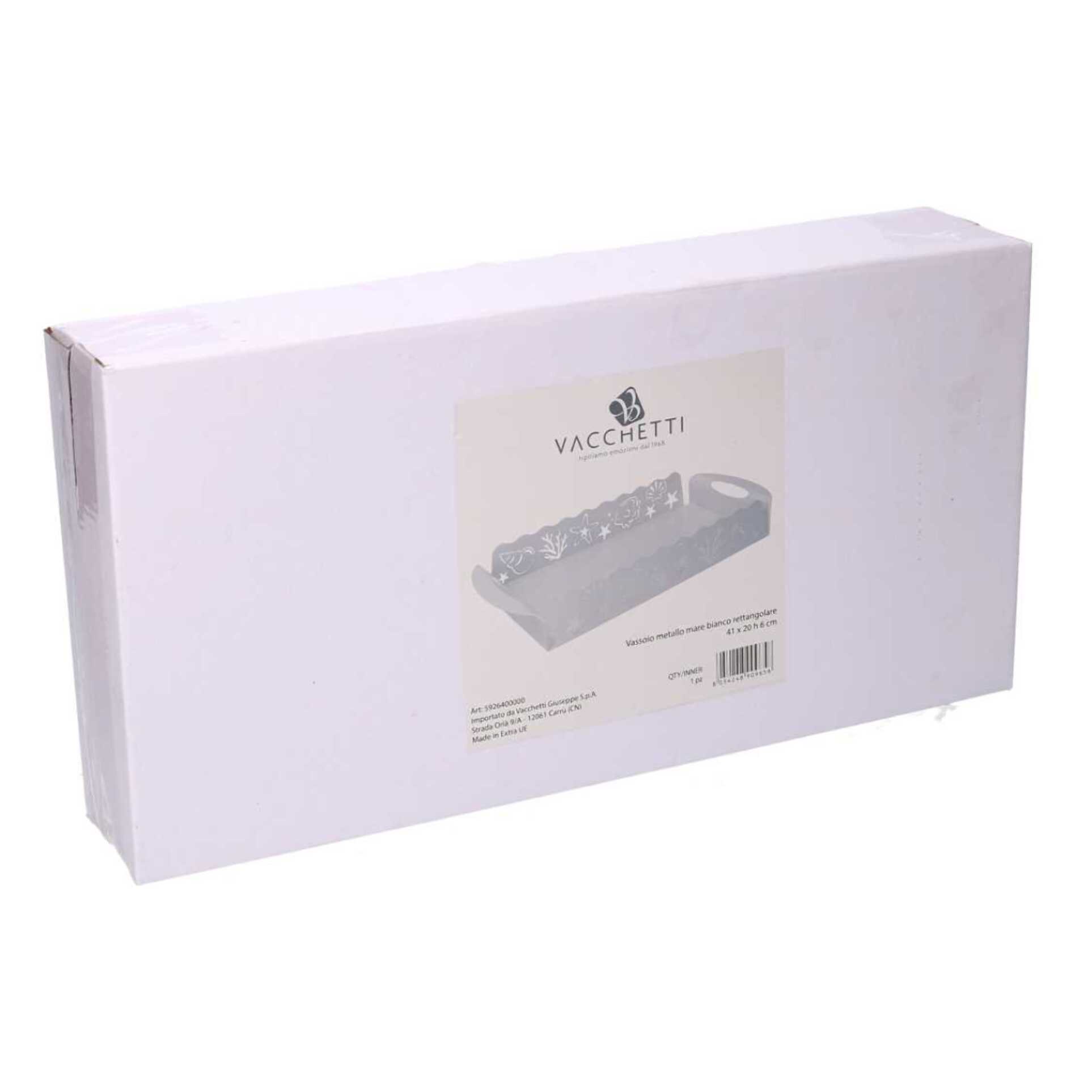 Vassoio in metallo mare bianco rettangolare cm41x20h6