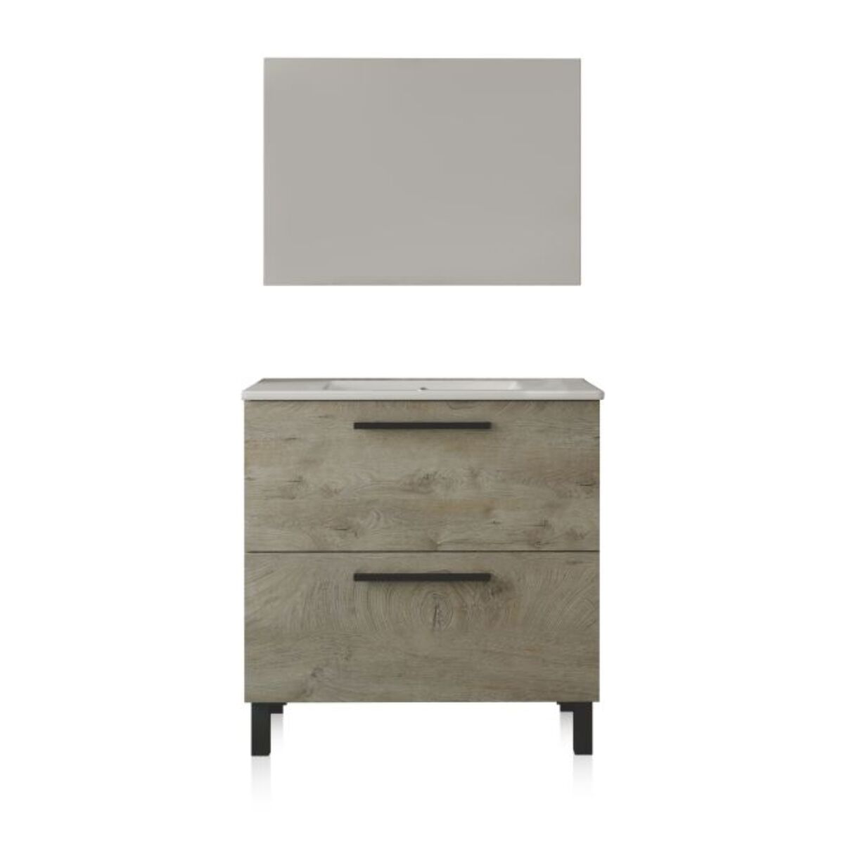 Mueble de baño con espejo Sense 2 cajones Roble Alaska