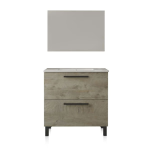 Mueble de baño con espejo Sense 2 cajones Roble Alaska