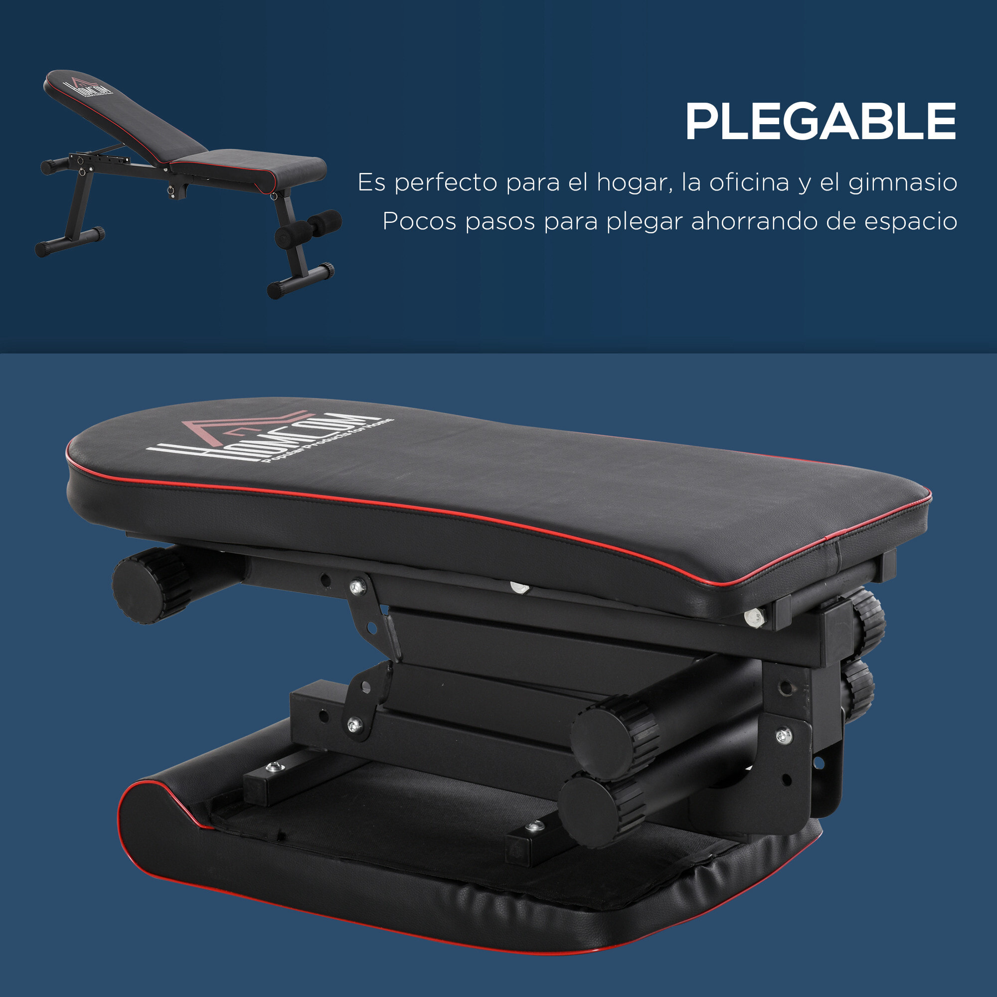 Banco de Musculación Plegable con Altura Ajustable 130x37x45-108 cm Negro