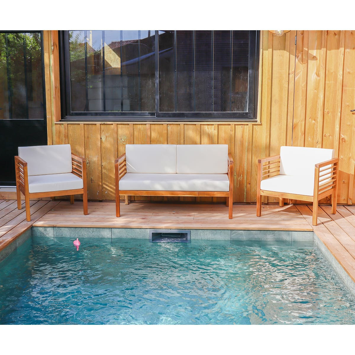 Salon de jardin 4 places en bois massif - ILIOS