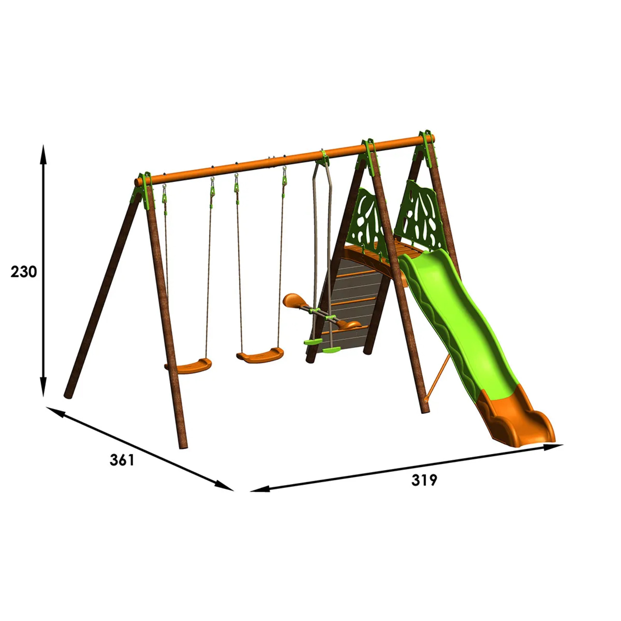 Balançoire en bois poutre métal 2,30 m Techwood Premium CHURRO - 6 enfants