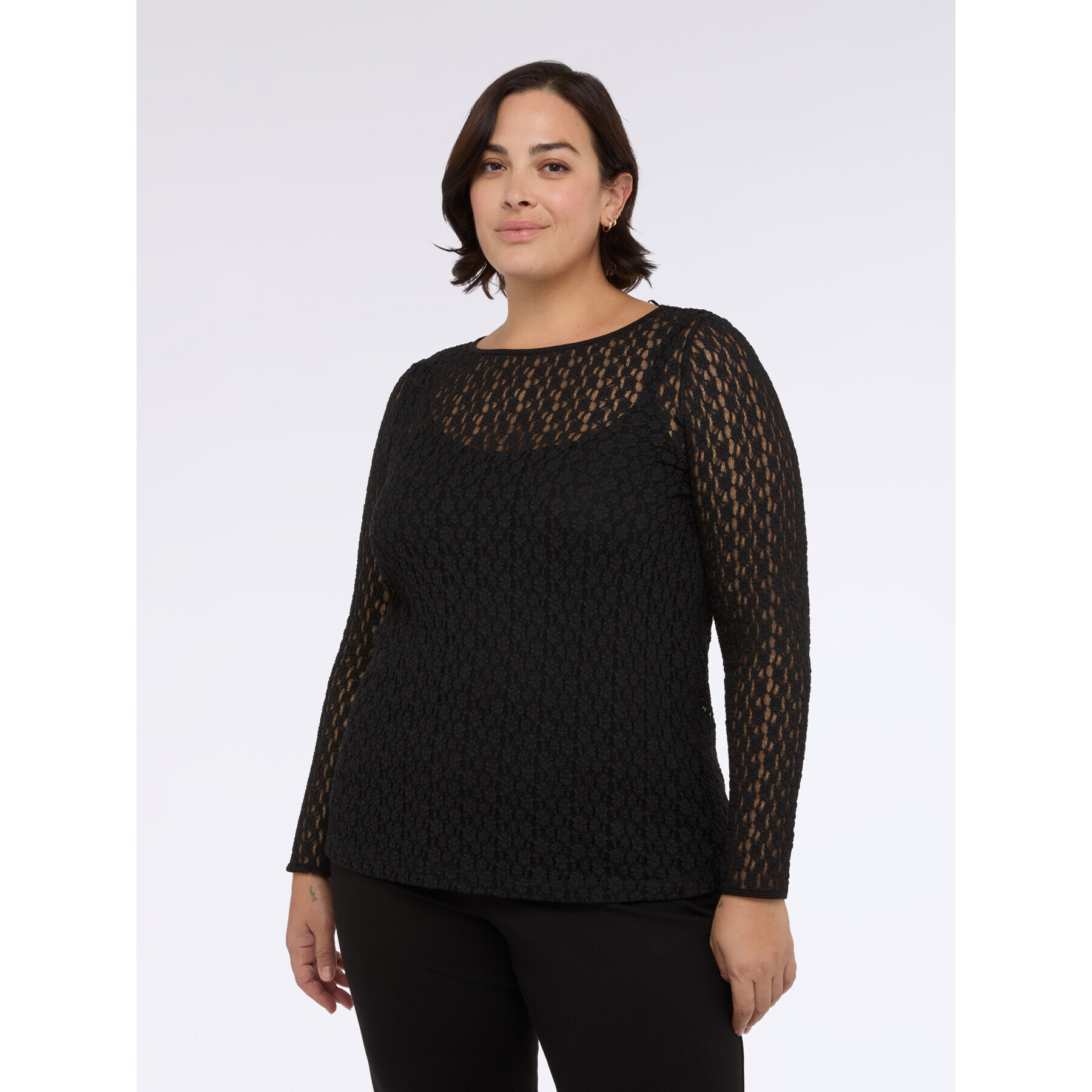 Fiorella Rubino - Camiseta de jersey con trabajo calado - Negro