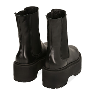 Chelsea boots neri in pelle di vitello, suola 6 cm