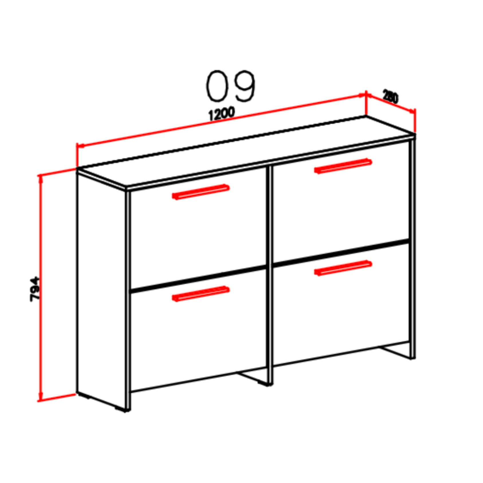 Scarpiera salvaspazio 4 Ante A Ribalta Moderna Maniglie In Alluminio Mobile Ingresso Slim Salvaspazio Scarpe Portascarpe Bassa 79.4x120x28 Cm Bianco