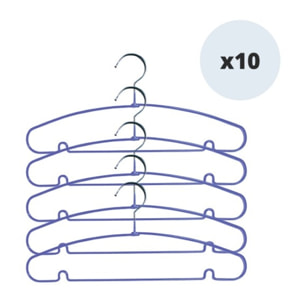 Lot de 10 cintres en acier plastifié antiglisse Violet MSV