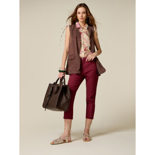 Oltre - Pantalones capri mezcla de algodón - Violeta
