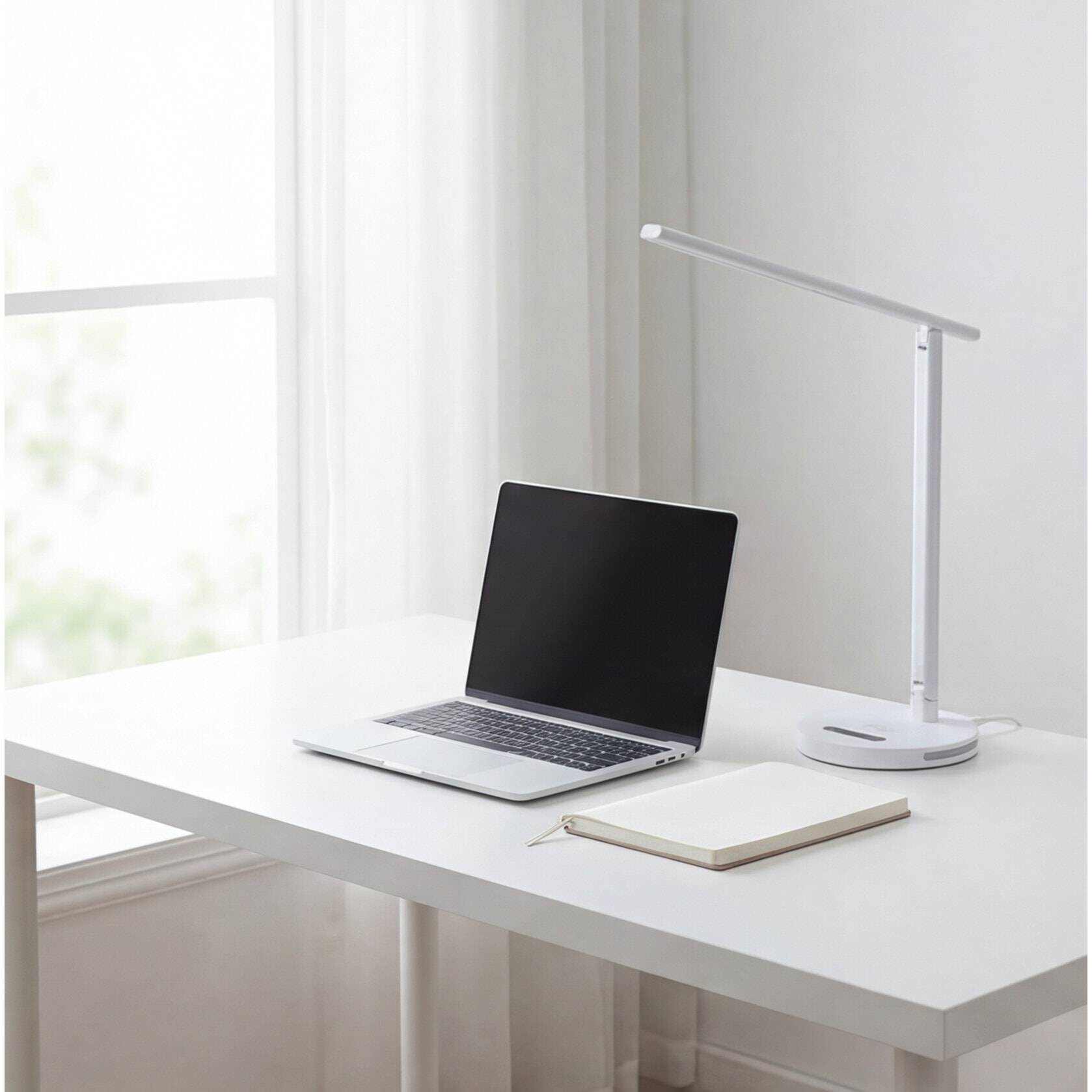 Forlight Avance Flexo led táctil con Regulador de Intensidad y Temperatura de luz. Cargador para móvil de inducción. Blanco.